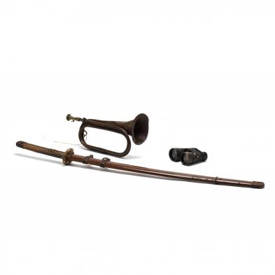 captured-wwii-japanese-sword-bugle-and-binoculars