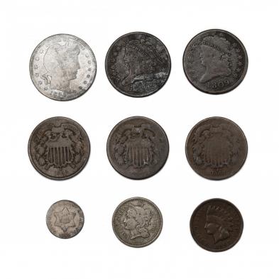 nine-circulated-obsolete-u-s-coins