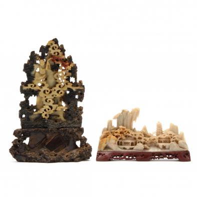 two-chinese-carved-soapstone-sculptures