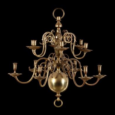dutch-style-cast-brass-twelve-arm-candle-chandelier-and-snufffer