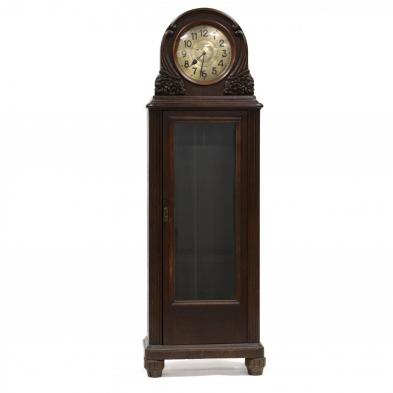 german-art-deco-carved-oak-tall-case-clock