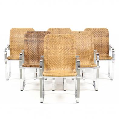 set-of-six-mid-century-wicker-and-chrome-dining-chairs