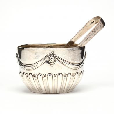 a-george-iii-silver-sugar-tong-and-victorian-silver-sugar-bowl