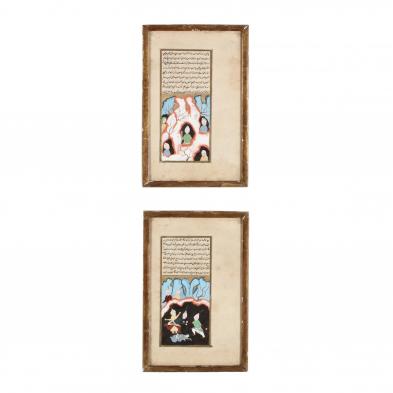 pair-of-asian-illuminated-manuscript-pages