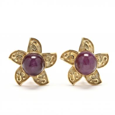 14kt-gold-and-star-ruby-earrings