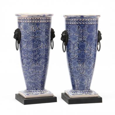theodore-alexander-pair-of-blue-and-white-glazed-vases