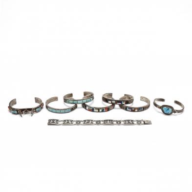 eight-silver-and-gemstone-cuff-bracelets