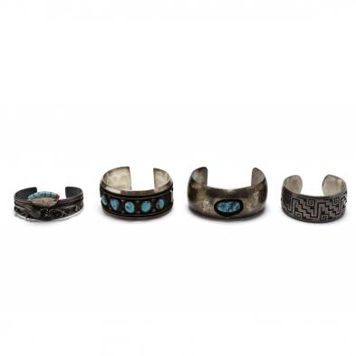 four-silver-and-turquoise-cuff-bracelets