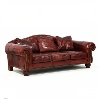 century-furniture-leather-upholstered-sofa