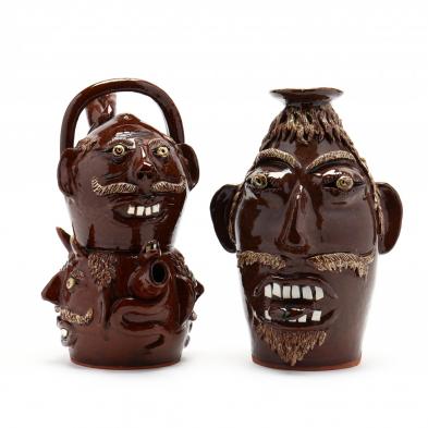 western-nc-folk-pottery-albert-hodge-two-face-vessels