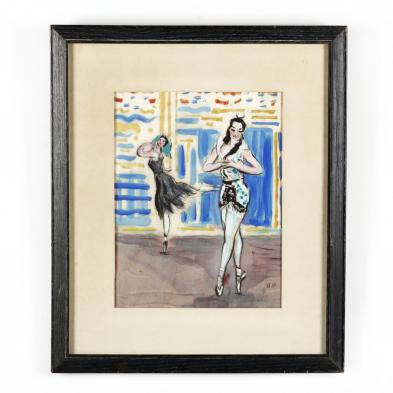 framed-painting-on-silk-of-two-dancers