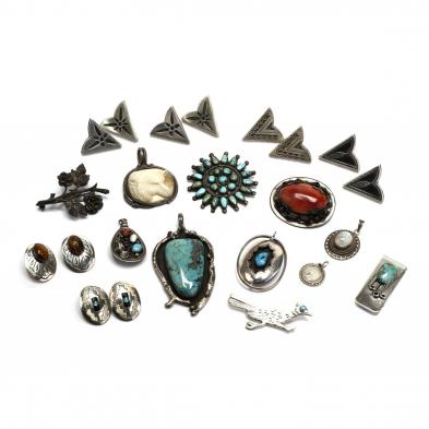 group-of-silver-and-gemstone-jewelry-items
