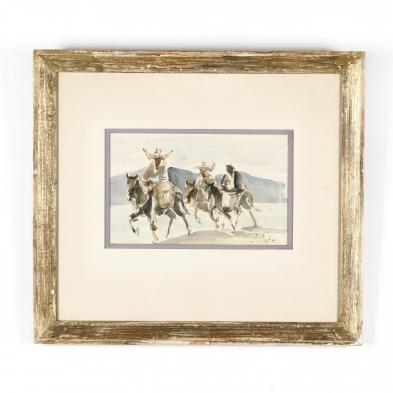 latin-american-school-20th-c-three-figures-riding-burros