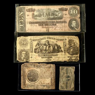 four-pieces-of-historic-american-paper-currency