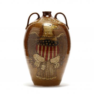 western-nc-folk-art-pottery-hog-hill-patriotic-jug