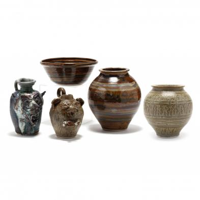 a-group-of-nc-lakewood-pottery-vessels