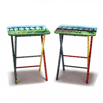 two-folk-art-folding-tables-sam-the-dot-man-nc-1926-2018