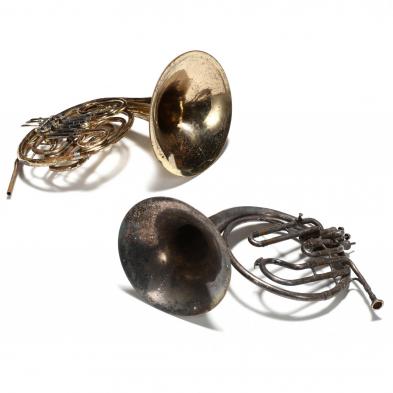 two-vintage-french-horns
