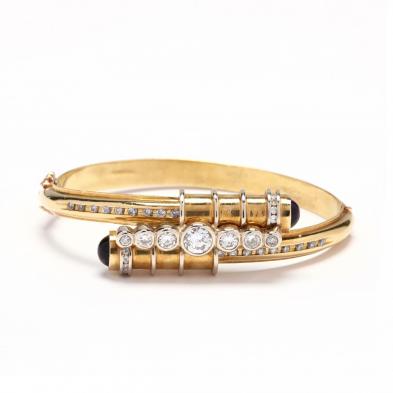 gold-diamond-and-amethyst-bangle-bracelet