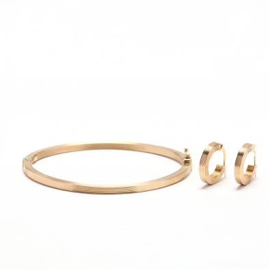 14kt-gold-bracelet-and-earrings-italy
