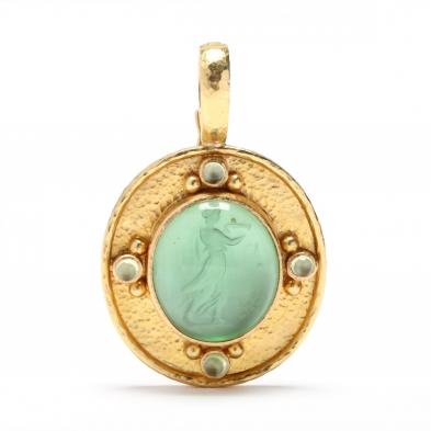 19kt-gold-green-venetian-glass-intaglio-pendant-elizabeth-locke