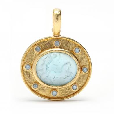 19kt-gold-blue-venetian-glass-intaglio-pendant-elizabeth-locke