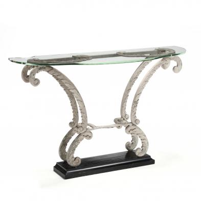 venetian-style-painted-metal-and-glass-console-table