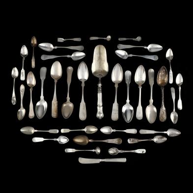 a-group-of-american-coin-silver-flatware