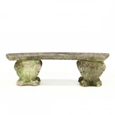 vintage-curved-concrete-garden-bench