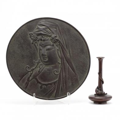 vintage-chinese-iron-plaque-of-guanyin-and-bronze-vase