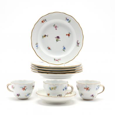 nine-pieces-of-meissen-floral-decorated-porcelain