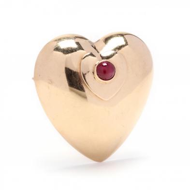 14kt-gold-and-ruby-heart-brooch