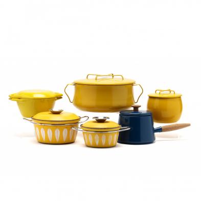 six-pieces-of-mid-century-enamel-cookware