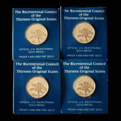 four-franklin-mint-500-fine-gold-bicentennial-medallions