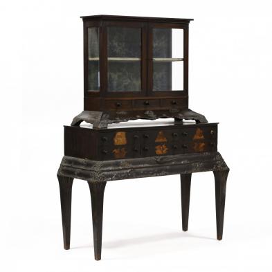 continental-carved-and-inlaid-chinoiserie-decorated-display-cabinet-on-stand