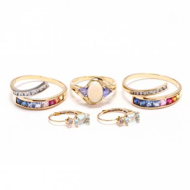 group-of-gold-and-gem-set-jewelry-items