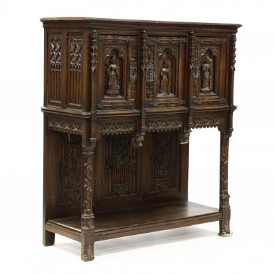 gothic-revival-carved-oak-cabinet