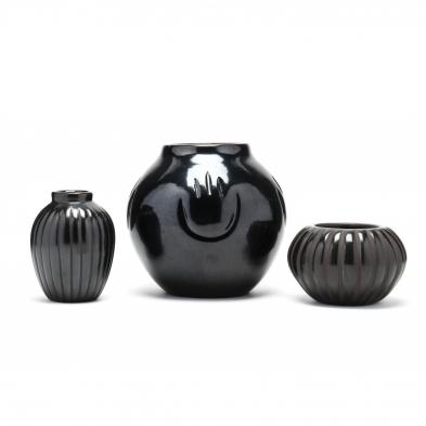 native-american-pottery-three-black-ware-pots-santa-clara