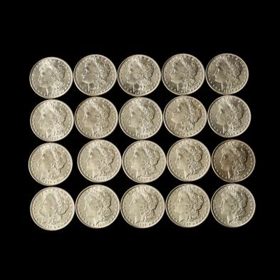 mixed-roll-of-twenty-uncirculated-philadelphia-morgan-silver-dollars