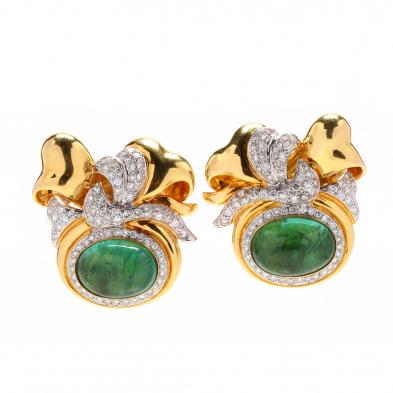 bi-color-18kt-gold-green-tourmaline-and-diamond-earrings