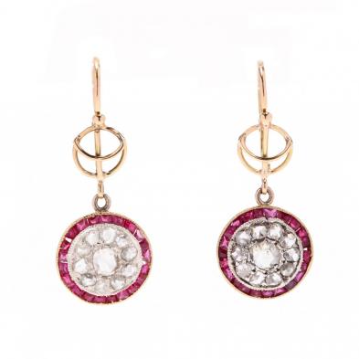 gold-diamond-and-ruby-drop-earrings