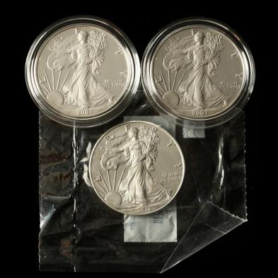 three-american-silver-eagle-one-ounce-bullion-coins