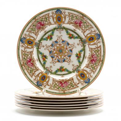 seven-royal-worcester-enameled-dinner-plates