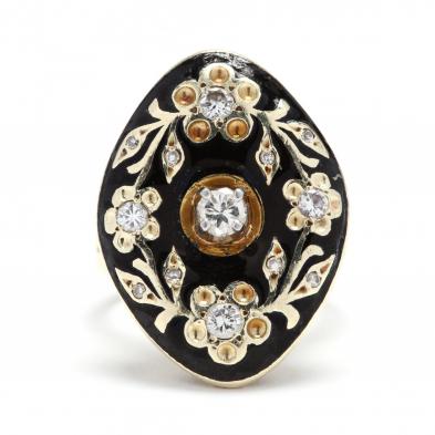 14kt-gold-diamond-and-enamel-ring