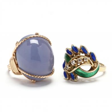 two-gold-and-gemstone-rings