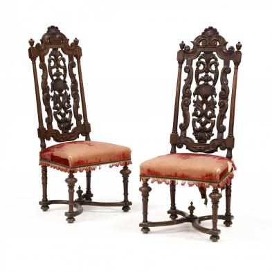 pair-of-english-renaissance-revival-carved-walnut-hall-chairs