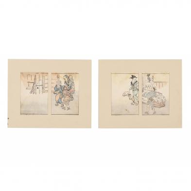 four-pages-from-i-nantai-gafu-i-by-nantei-nishimura-japanese-1775-1834
