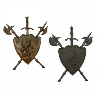 pair-of-vintage-repousse-decorative-coat-of-arms-plaques