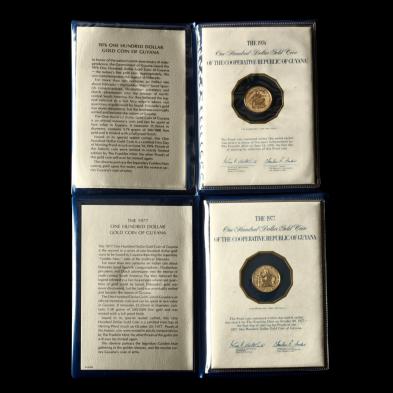 guyana-1976fm-and-1977fm-proof-100-dollar-gold-coins