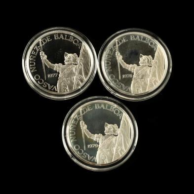 panama-1977-1978-1979-franklin-mint-silver-20-balboas-proof-coins
